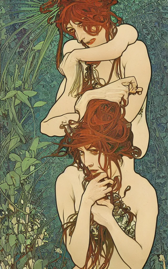 Image similar to pain(t) by tomer hasuka and by alphonse mucha