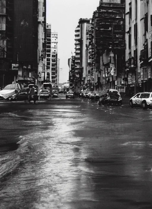 Image similar to apocaliptic Portrait of the city of Mar del Plata with a offshore oil dripping , by Tom Bunk , 35mm