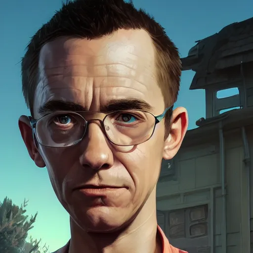 Image similar to highly detailed portrait malcolm in the middle, in gta v, stephen bliss, unreal engine, fantasy art by greg rutkowski, loish, rhads, ferdinand knab, makoto shinkai and lois van baarle, ilya kuvshinov, rossdraws, tom bagshaw, global illumination, radiant light, detailed and intricate environment