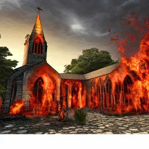 Image similar to church in hell, 8k, ultra detailed