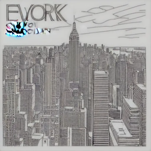 Prompt: line art of New York City, cover art