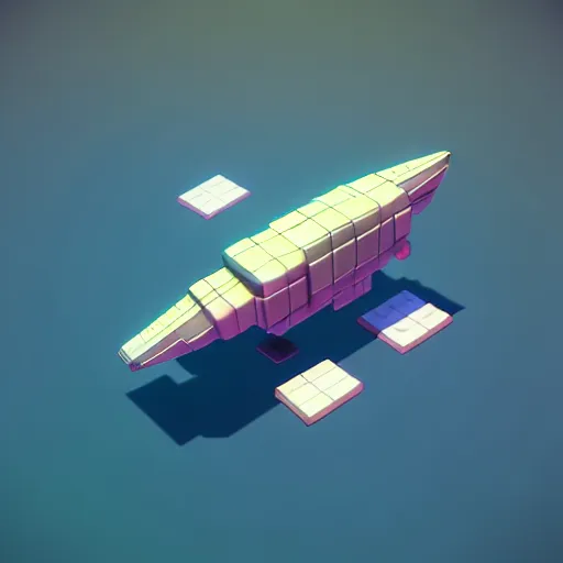 Prompt: Isometric 3D SpaceShip Cute, Low Poly Ultimate, Game Devoloper, Unity3D, rendered in Blender