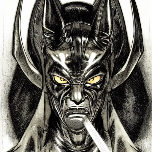 Image similar to portrait of Anubis, angry, in Travis Charest style