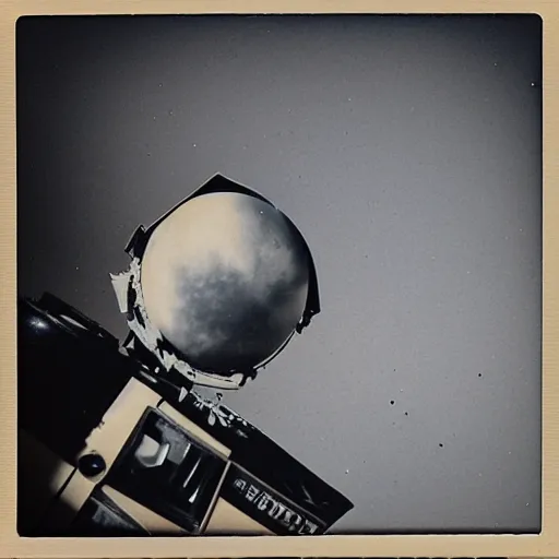 Prompt: selfie taken on mars before alien attack, polaroid, dust and scratches, sharp