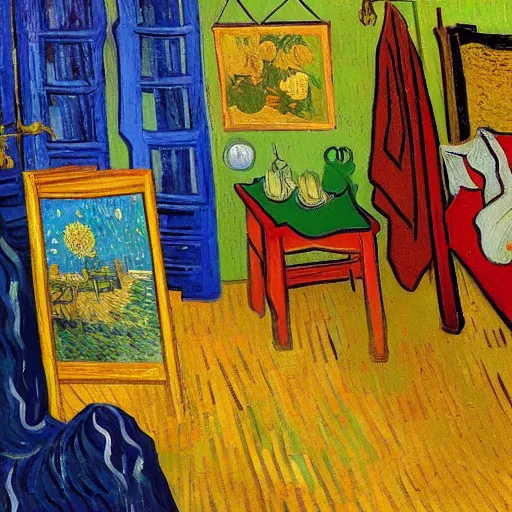 Image similar to vincent van gogh!!!! holding!!!!! an iphone in his hand!!!!!!, illustrated by vincent van gogh, 4 k, 8 k, photorealistic imagery