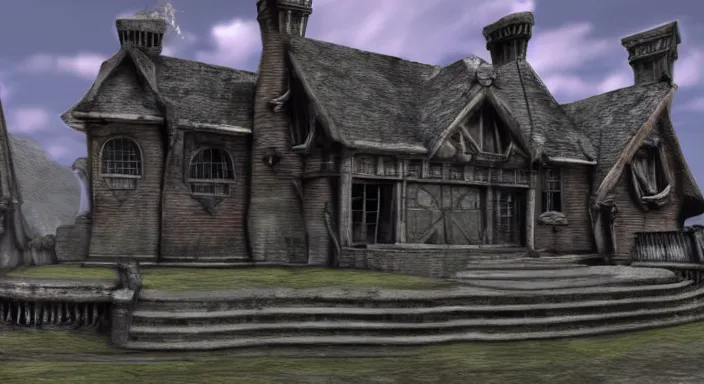 Prompt: final fantasy 7 pre-rendered background, creepy vampire mansion