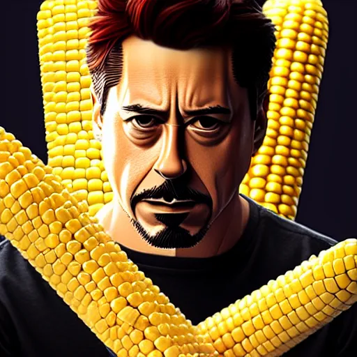 Image similar to tony stark is corn on the cob, hyperdetailed, artstation, cgsociety, 8 k