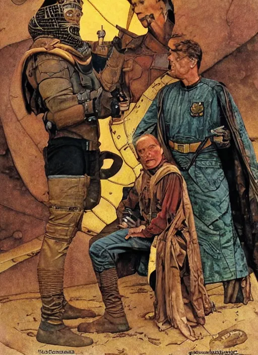 Image similar to the navigator scene from the 1982 movie dune, by norman rockwell and jason fabok and tom lovell and frank schoonover and dean cornwell and jack kirby