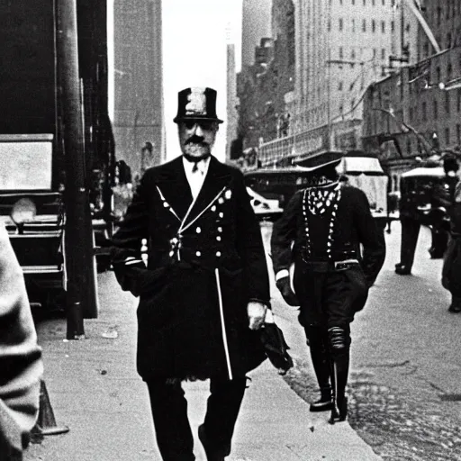 Image similar to covert FBI surveillance photo of Kaiser Wilhelm II on the streets of New York City, 1975