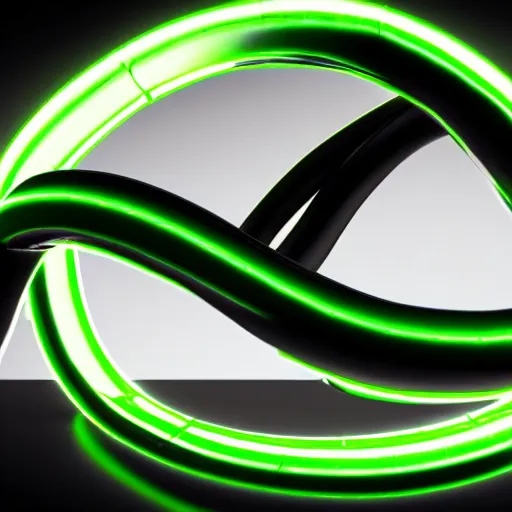 Prompt: an illustration of a green and black neon mechanical snake, octane render, 3D