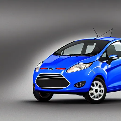 Image similar to 2013 ford fiesta in blue, in Pixar's cars, 3d Pixar cartoon, cars movie