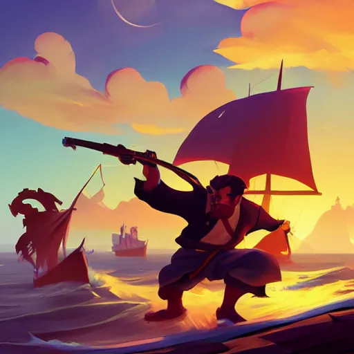 Image similar to painting treasure on sea of thieves game smooth median photoshop filter cutout vector, behance hd by jesper ejsing, by rhads, makoto shinkai and lois van baarle, ilya kuvshinov, rossdraws global illumination