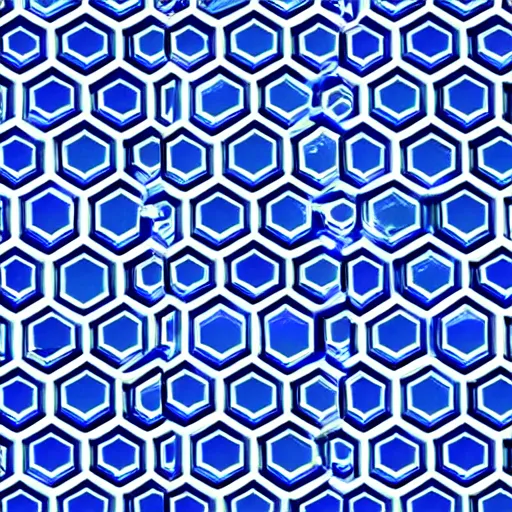 Image similar to hexagons, hexagonal blue lines, regular, symmetrical, shiny lines, realistic