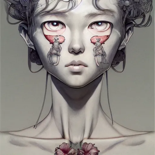 Prompt: prompt : grey portrait soft light painted by james jean and katsuhiro otomo and erik jones, inspired by evangeleon anime, smooth face feature, intricate oil painting, high detail illustration, sharp high detail, manga and anime 1 9 9 9