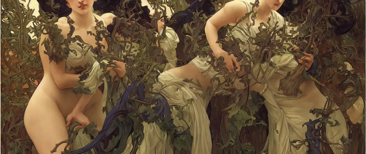 Image similar to Albedo, very detailed, digital art, concept art, studio quality, ero, art style by Edmund Bliar Leighton and J. C. Leyendecker and Alphonse Mucha