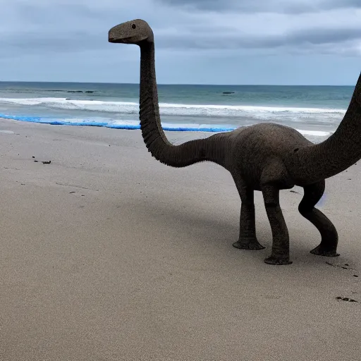 Image similar to a diplodocus in a beach with a text that says Diplodocus envios