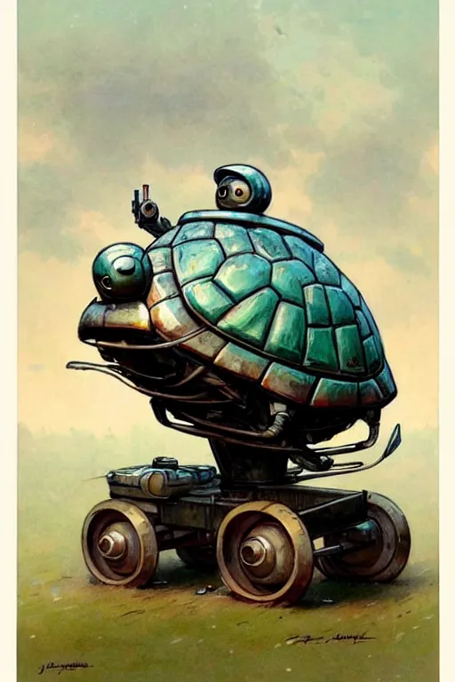 Image similar to ( ( ( ( ( 1 9 5 0 s retro future android robot fat robot turtle wagon. muted colors., ) ) ) ) ) by jean - baptiste monge,!!!!!!!!!!!!!!!!!!!!!!!!!