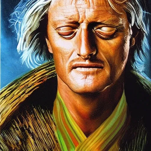 Image similar to portrait of rutger hauer, painting by salvador dali, concept art, masterpiece