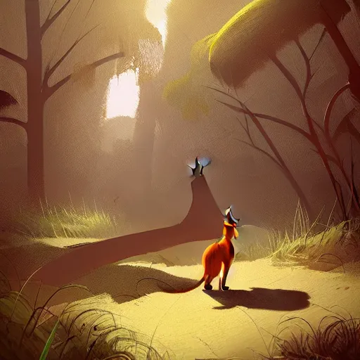 Image similar to Goro Fujita illustrating photo of a cate caracal in the woods, by Goro Fujita, concept art, sharp focus, highly detailed, ArtStation