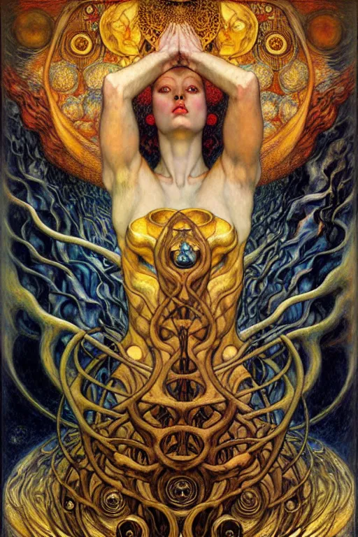 Image similar to Divine Chaos Engine by Karol Bak, Jean Delville, William Blake, Gustav Klimt, and Vincent Van Gogh, symbolist, visionary