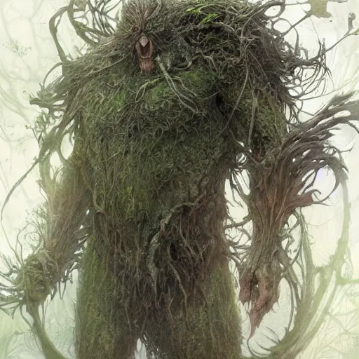 Image similar to swamp thing, ultra realistic, concept art, intricate details, eerie, highly detailed, photorealistic, octane render, 8 k, unreal engine. art by ed binkley and ellen jewett and artgerm and greg rutkowski and alphonse mucha