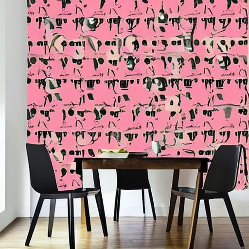 Image similar to modern kitchen wallpaper pig design. pigs on the wall expensive