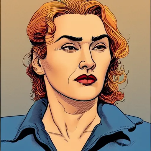 Image similar to “ kate winslet retro minimalist portrait by jean giraud, moebius starwatcher comic, 8 k ”