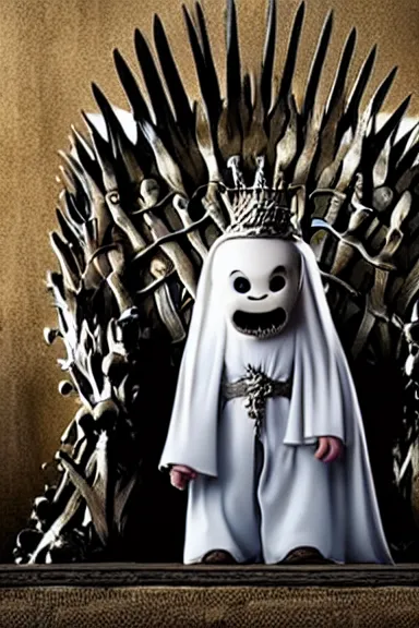 Image similar to very very intricate photorealistic photo of king boo ghost in an episode of game of thrones, photo is in focus with detailed atmospheric lighting, award - winning details