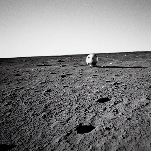 Image similar to a photography of a soccer pitch on the moon, extreme long shot