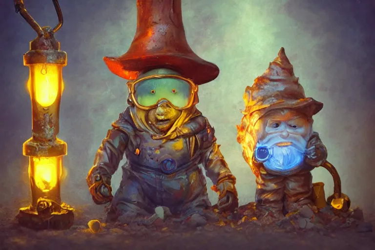 Prompt: polyethylene gnome,art by Patrick Woodroffe and Brian Lee Durfee and Neil Gaiman,trending on artstation, toxic lighting macro view,blueprint ,splash art,Toonami ,figurativism ,fat,