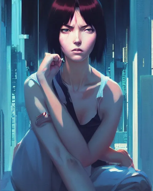 Image similar to dead inside!!!, fine - face, audrey plaza, realistic shaded perfect face, fine details. anime. realistic shaded lighting poster by ilya kuvshinov katsuhiro otomo ghost - in - the - shell, magali villeneuve, artgerm, jeremy lipkin and michael garmash and rob rey