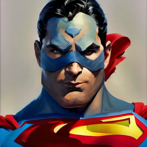 Image similar to greg manchess portrait painting of superman as overwatch character, medium shot, asymmetrical, profile pictured, organic painting, sunny day, matte painting, bold shapes, hard edges, street art, trending on artstation, by huang guangjian and gil elvgren and sachin teng