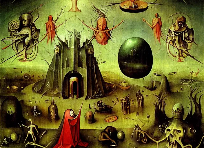 Prompt: beatiful eternal gods art fantasy mythology lovecraft style, detailed painting by hieronymus bosch