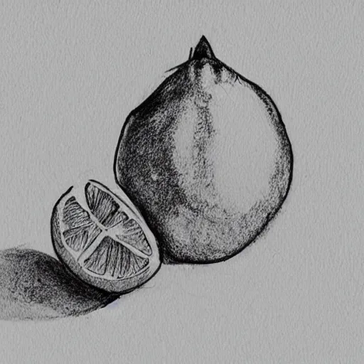 Image similar to professional liner sketch of a lemon