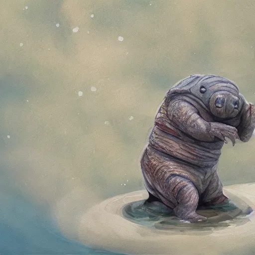 Prompt: giant tardigrade, at a river, photorealistic