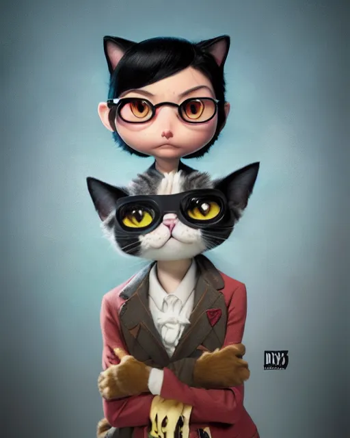 Prompt: an epic comic book style full body portrait painting of a cat with black hair, elegant, character design by Mark Ryden and Pixar and Hayao Miyazaki, unreal 5, DAZ, hyperrealistic, octane render, cosplay, RPG portrait, dynamic lighting, intricate detail, summer vibrancy, cinematic