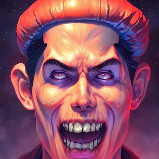 Image similar to an cosmic horror lithograph of jughead, by stanley artgerm lau, wlop, rossdraws, james jean, andrei riabovitchev, marc simonetti, and sakimichan, tranding on artstation