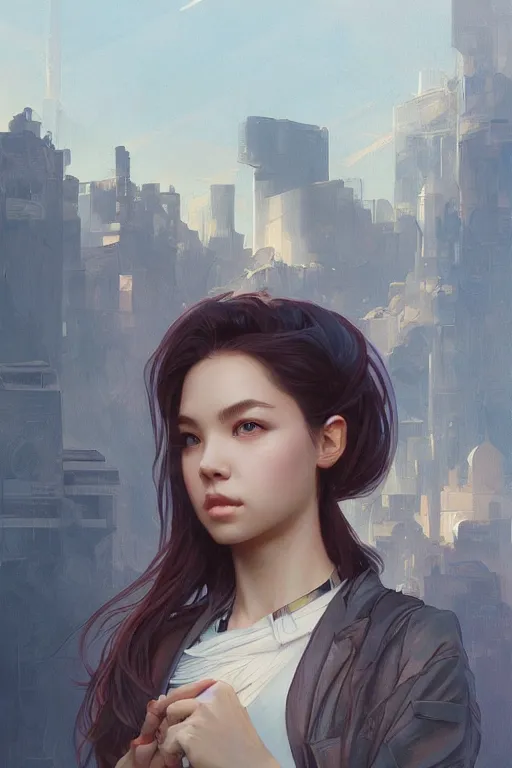 Image similar to portrait of Lisa Blackpink as an architect, highly detailed, digital painting, artstation, concept art, sharp focus, illustration, art by artgerm and greg rutkowski and alphonse mucha