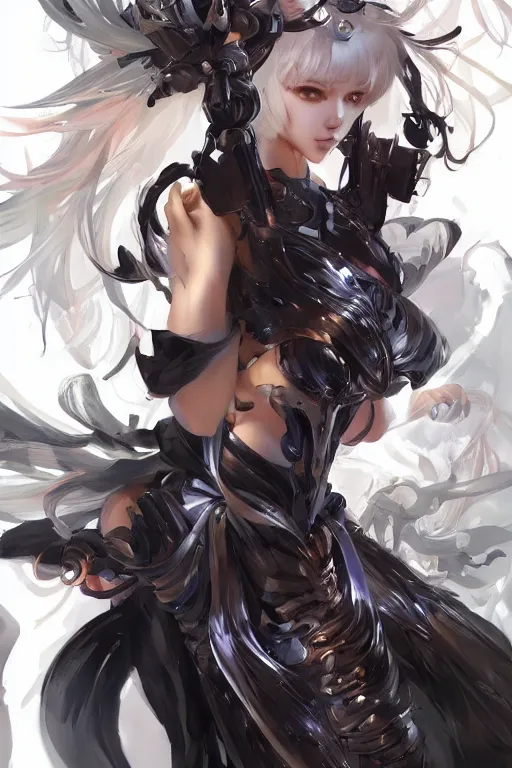 Image similar to human android in a blade and soul spinoff artbook rendered by the artist Hyung tae Kim, Jiyun Chae, Lê Long, Joe Madureira, trending on Artstation by Hyung tae Kim, artbook, Stanley Artgerm Lau, WLOP, Rossdraws , James Gurney