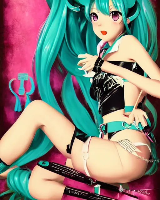 Image similar to Hatsune Miku pin-up poster by Gil Elvgren