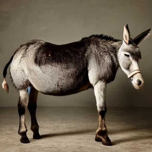 Image similar to a donkey with a man body, 8k