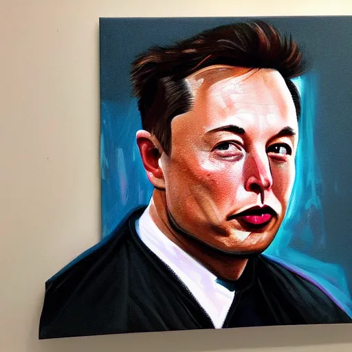 Prompt: painting of Elon Musk with no Hair