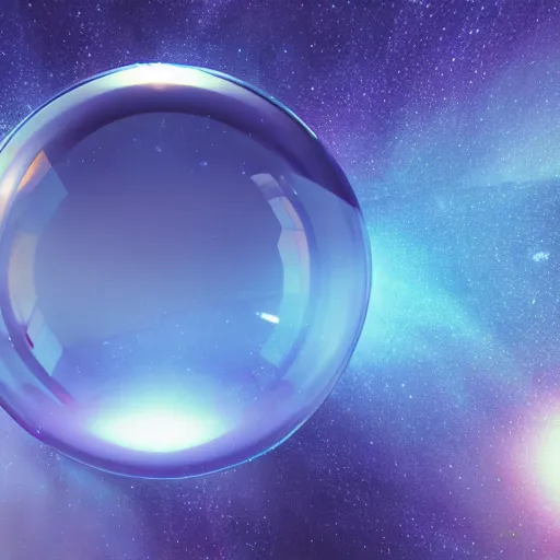 Prompt: a bubble contains a galaxy, octane render, HD, volumetric lighting, high details