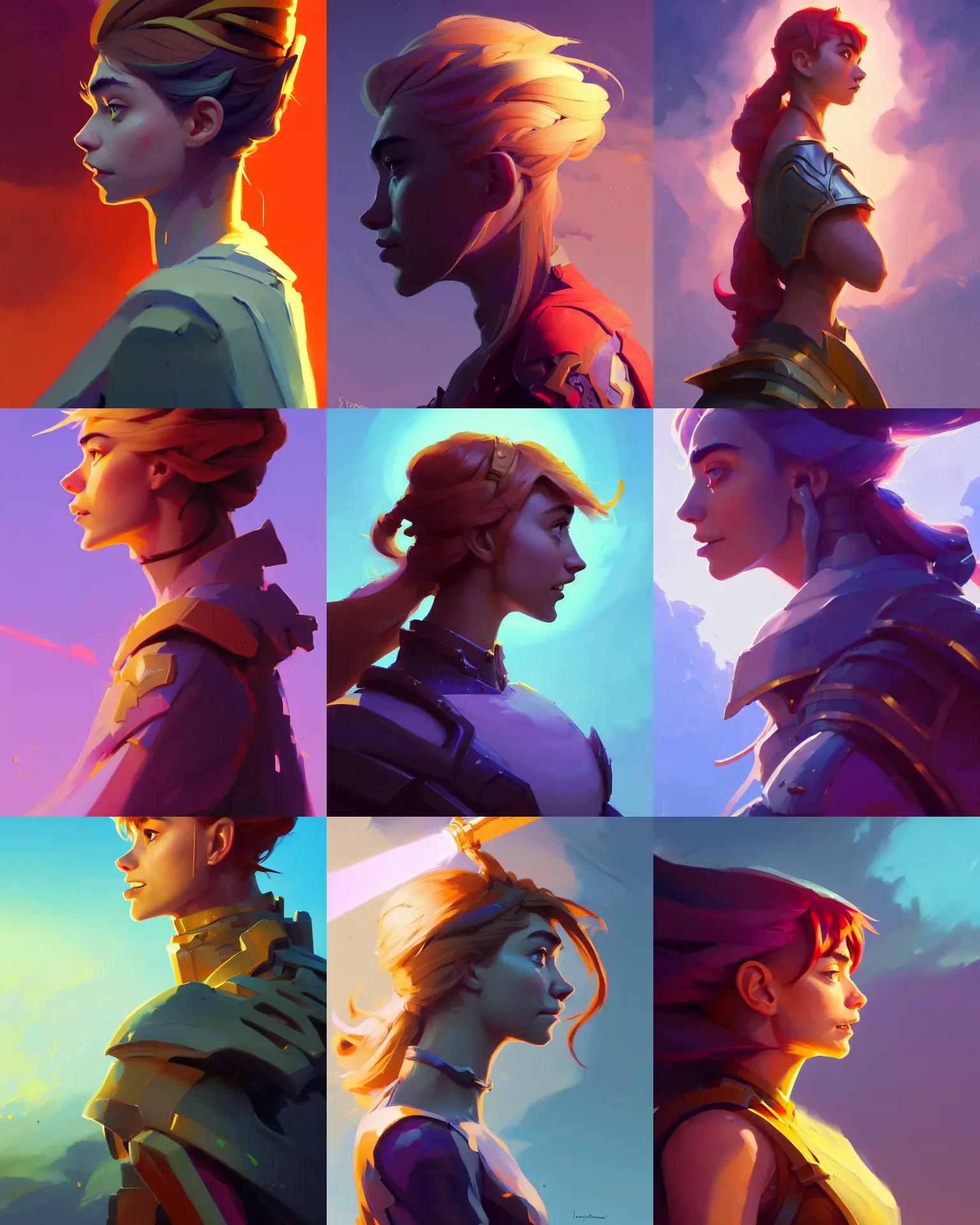 Prompt: side - profile painted portrait, imogen poots as a paladin, bright backlit, key lighting, smooth, gaudy colors, maya render, octane render aesthetic, dota matte painting concept art, official fanart behance hd artstation by jesper ejsing, by rhads and makoto shinkai and lois van baarle and ilya kuvshinov