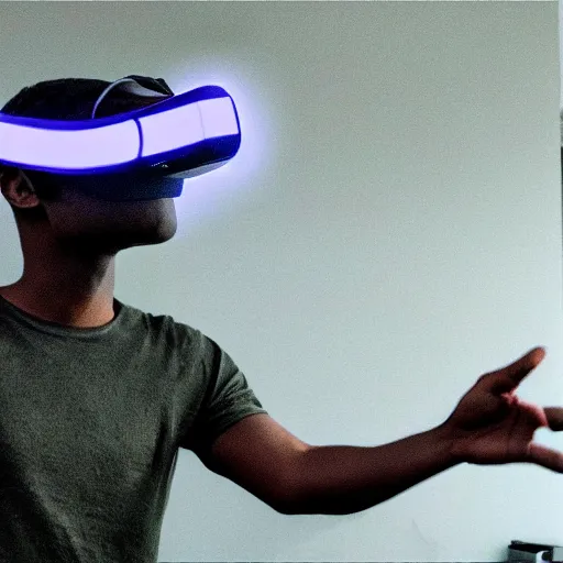 Image similar to Low quality Photograph of a Dinosaur wearing a VR headset