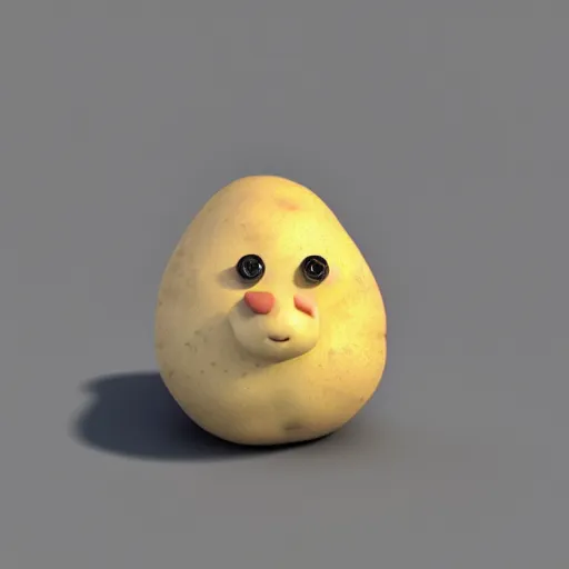 Image similar to 3 d rendered potato with adorable face