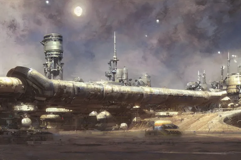 Image similar to spaceport, by jeremy mann, peter elson