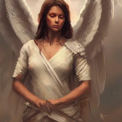 Prompt: biblically accurate angel, oil painting, by Greg Rutkowski