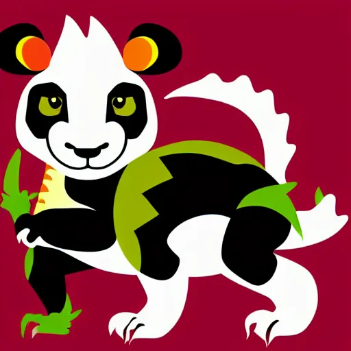 Image similar to vector art of welsh dragon and panda mixed, intercrossed, chimera, adobe illustrator