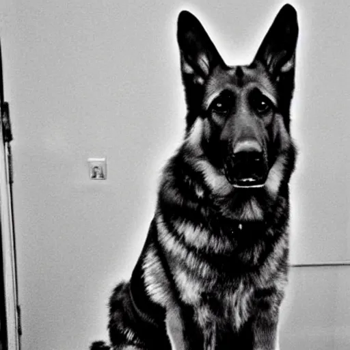 Prompt: a german shepherd waiting patiently for his owner to get home, photograph, hyper realistic,